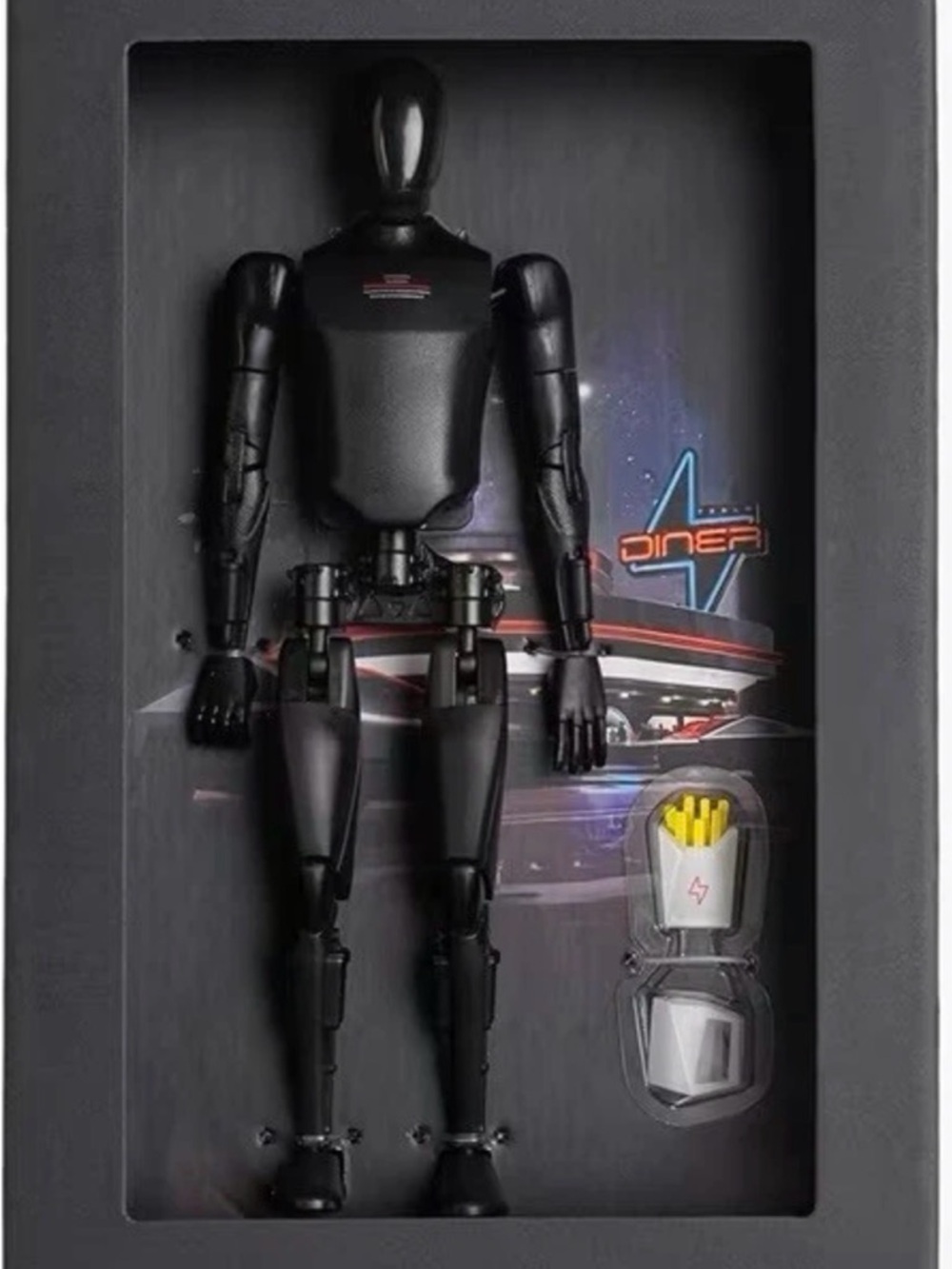NEW & SEALED Tesla Diner Exclusive Black Optimus Bot Action Figure